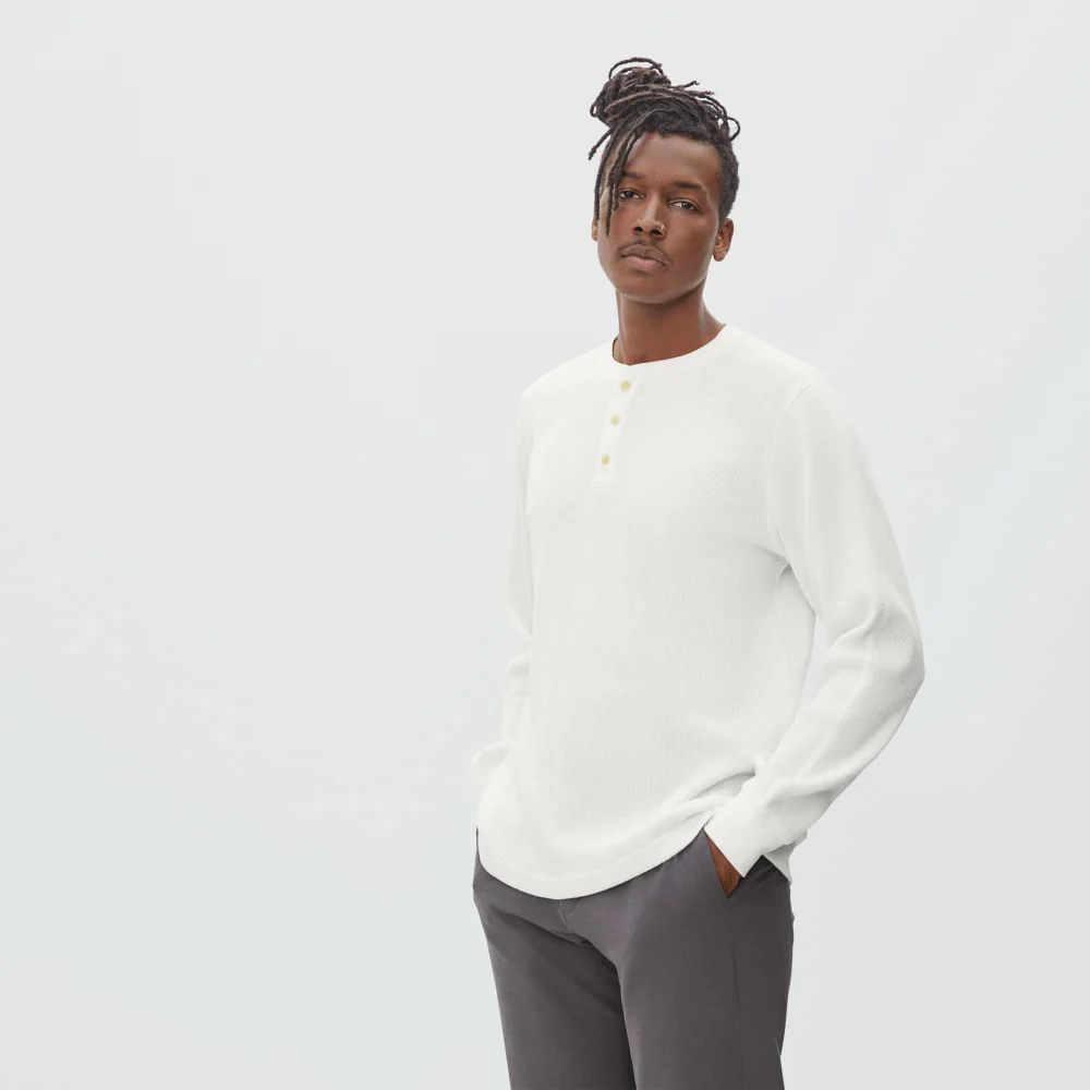 The Waffle Long-Sleeve Henley Tee | Off-White - Image 2