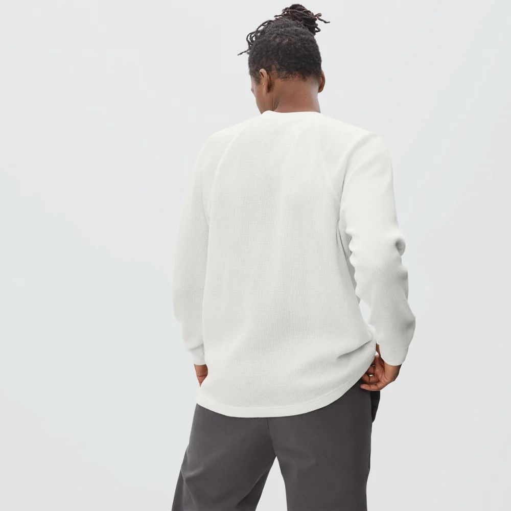 The Waffle Long-Sleeve Henley Tee | Off-White - Image 3