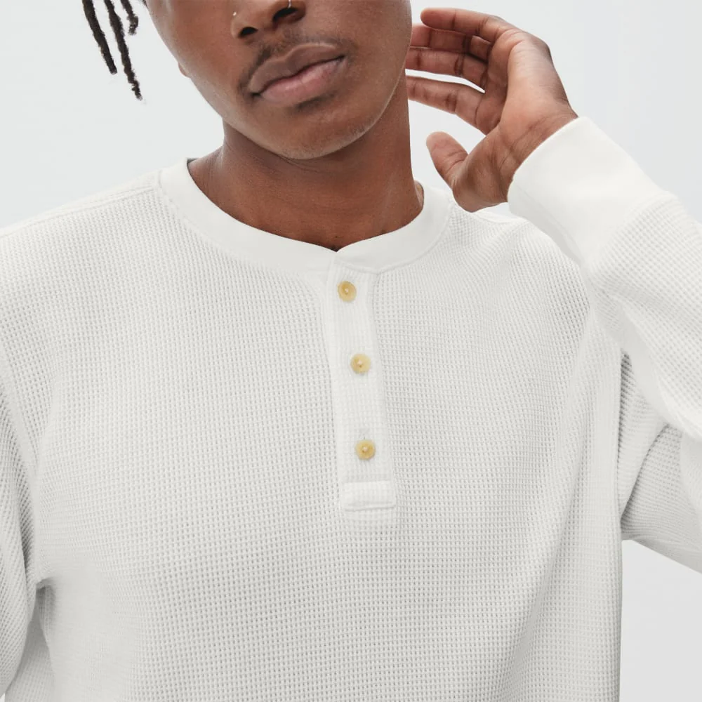 The Waffle Long-Sleeve Henley Tee | Off-White - Image 4
