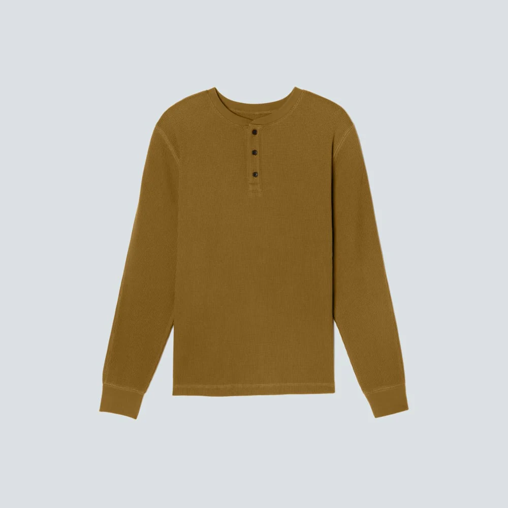 The Waffle Long-Sleeve Henley Tee | Tapenade - Image 2