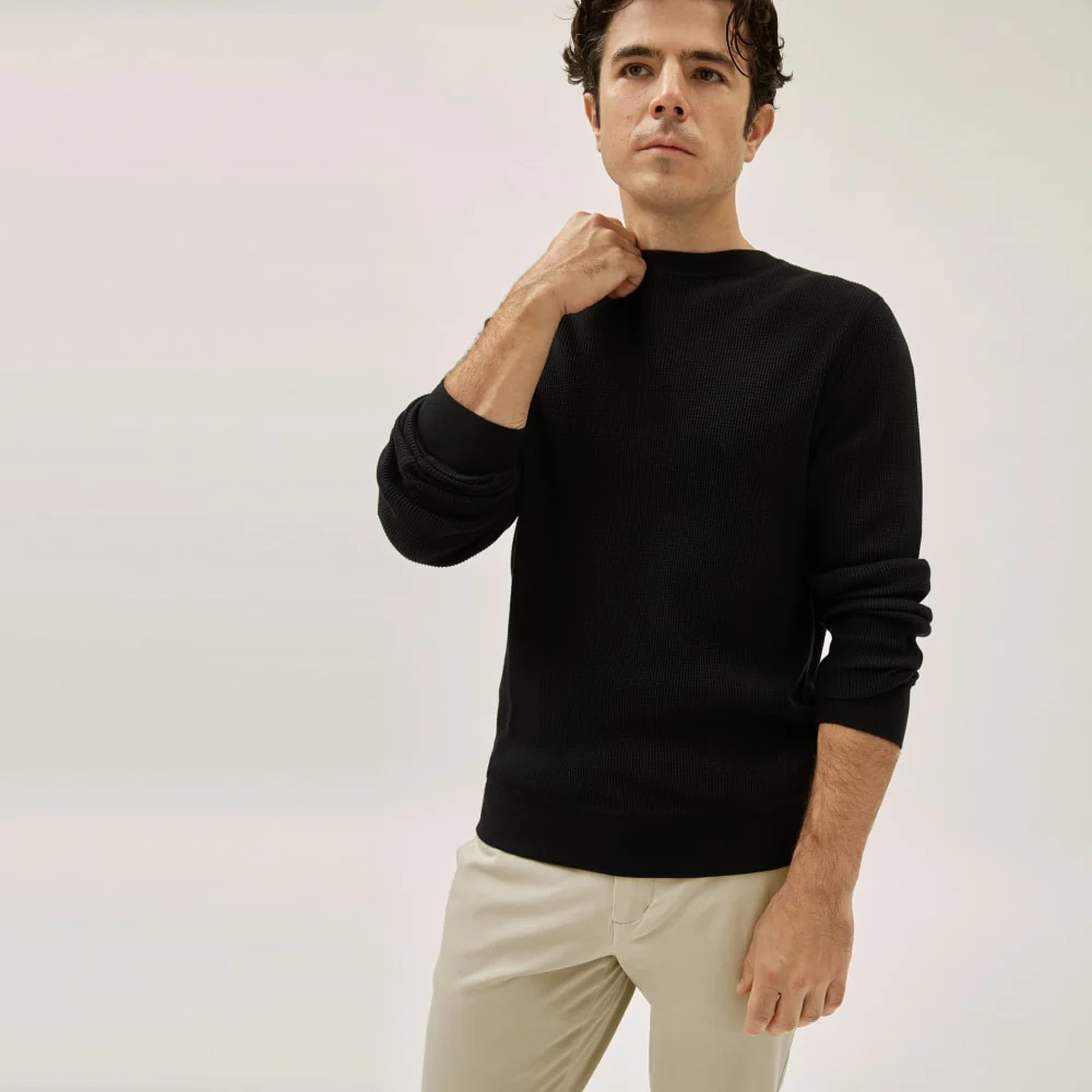The Waffle Long-Sleeve Crew Tee | Black - Image 2