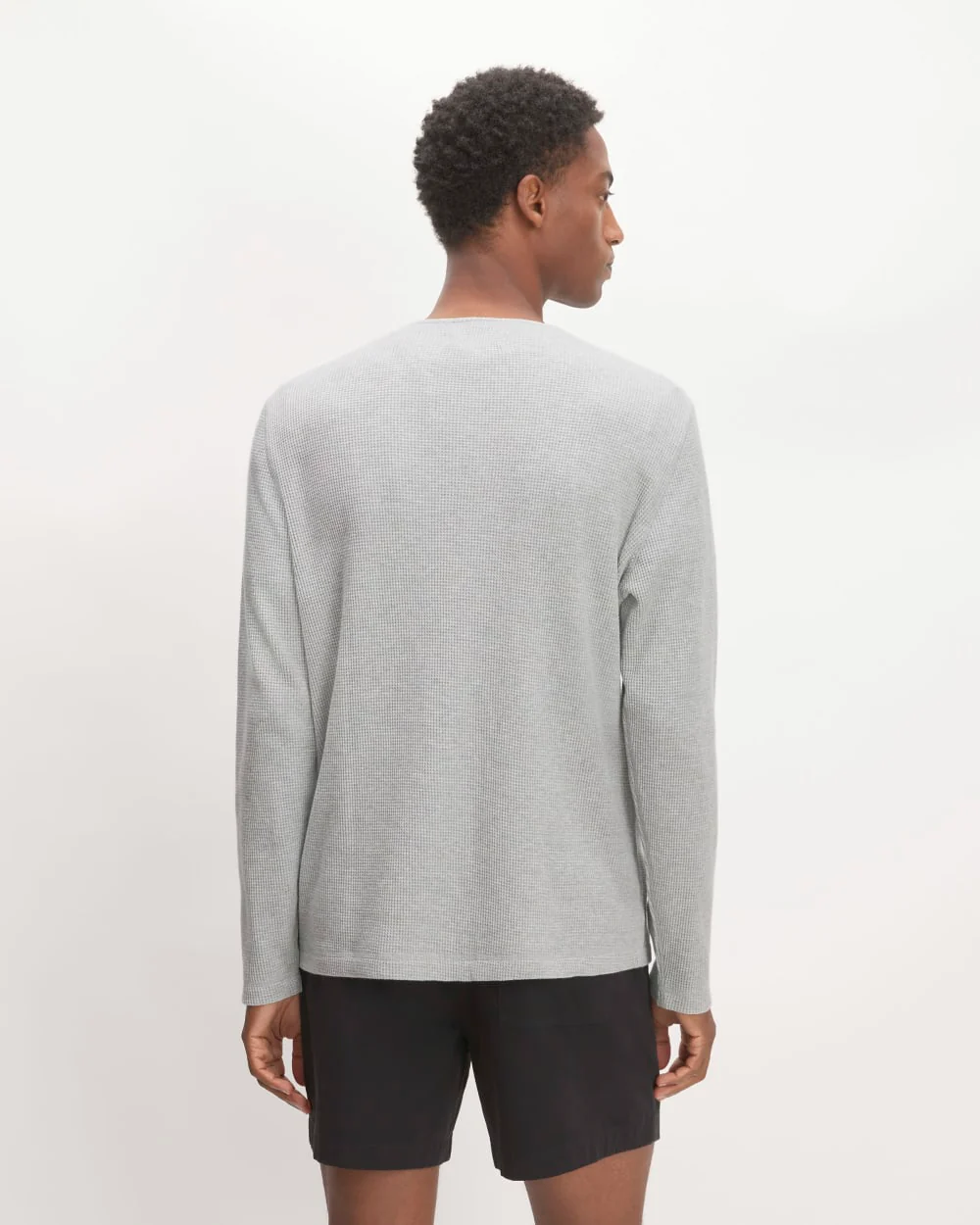 The Waffle Long-Sleeve Henley | Light Grey Donegal - Image 4