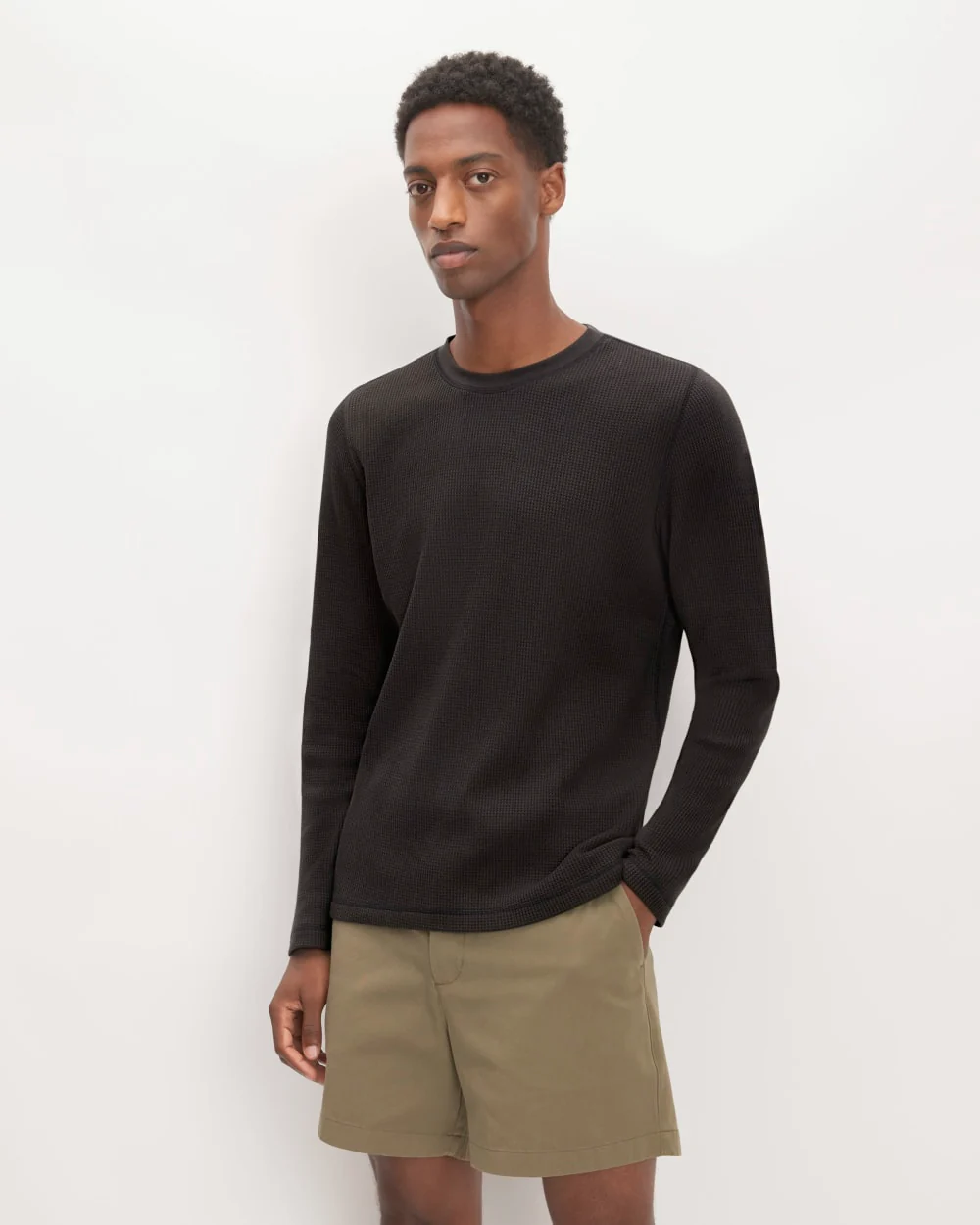 The Waffle Long-Sleeve Crew | Black