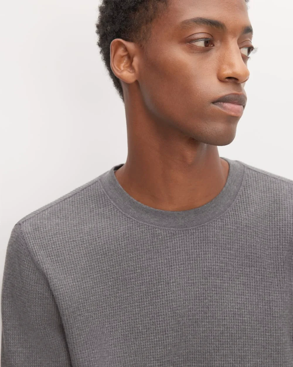 The Waffle Long-Sleeve Crew | Heathered Charcoal - Image 3