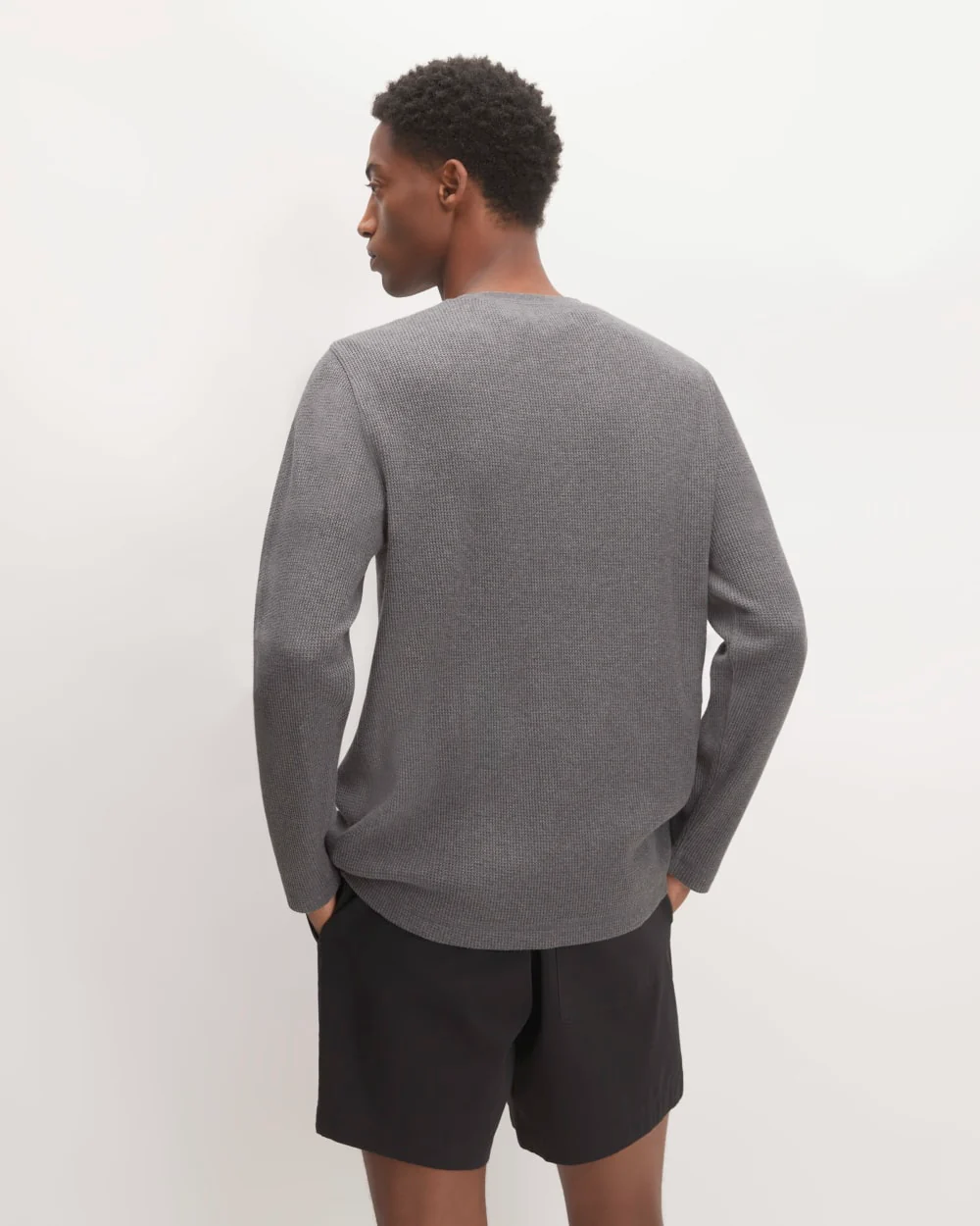 The Waffle Long-Sleeve Crew | Heathered Charcoal - Image 4