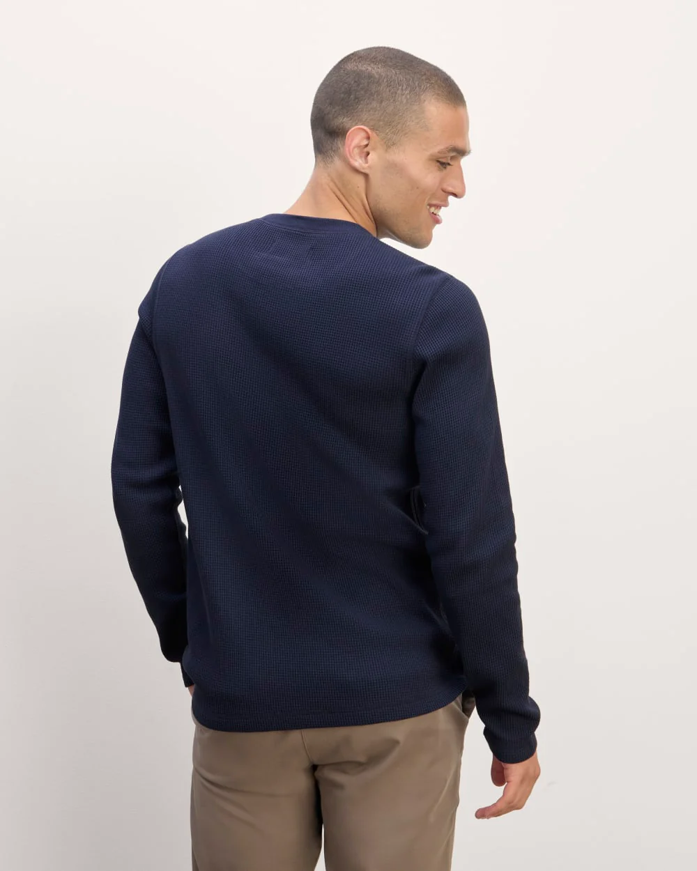 The Waffle Long-Sleeve Crew | Navy - Image 4