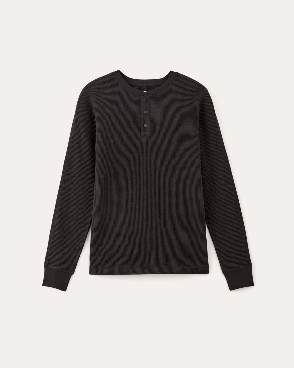 The Waffle Long-Sleeve Henley | Black - Image 2