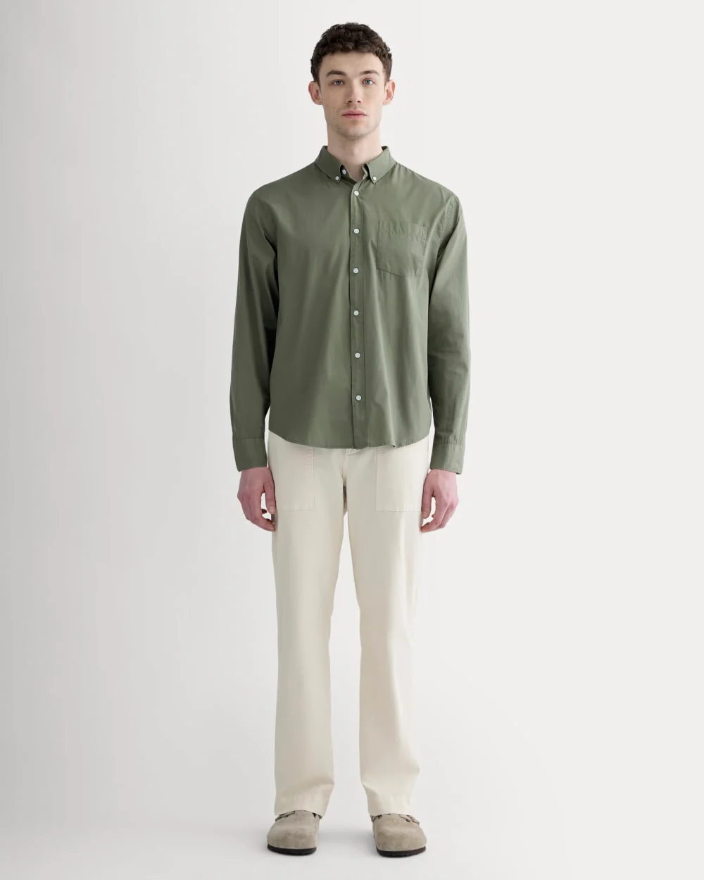 The Washed Poplin Shirt | Lichen Green - Image 3