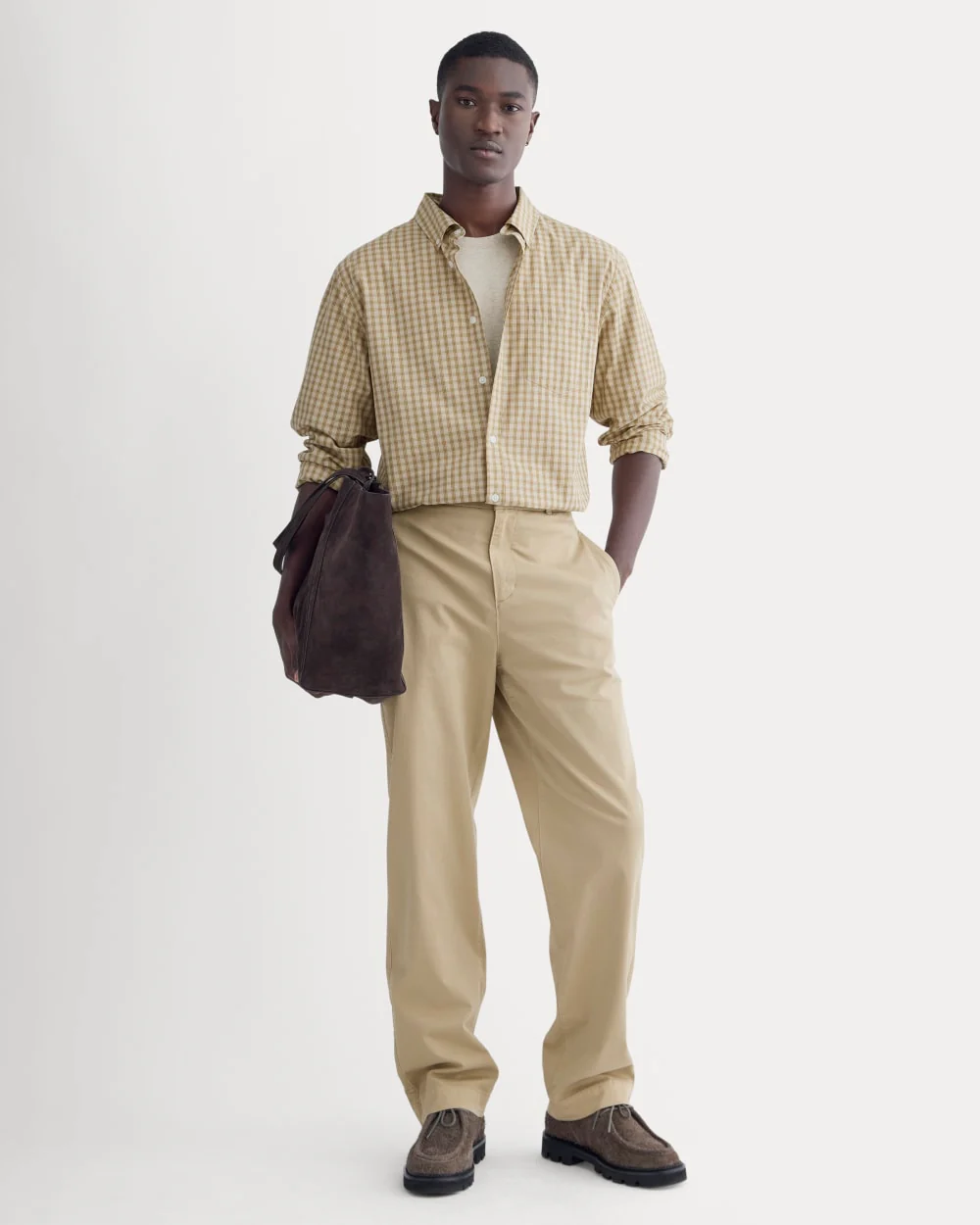 Washed Poplin Shirt | Aged Brass Plaid - Image 3