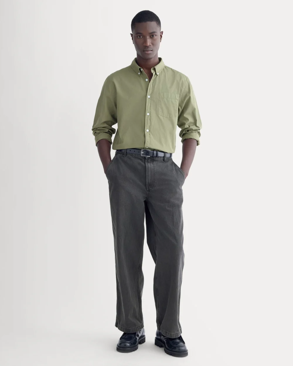 Washed Poplin Shirt | Lichen Green - Image 4