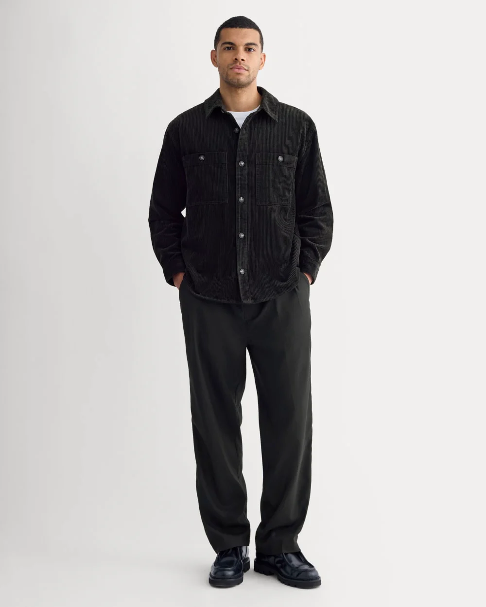 Wide Wale Corduroy Shirt | Black - Image 3