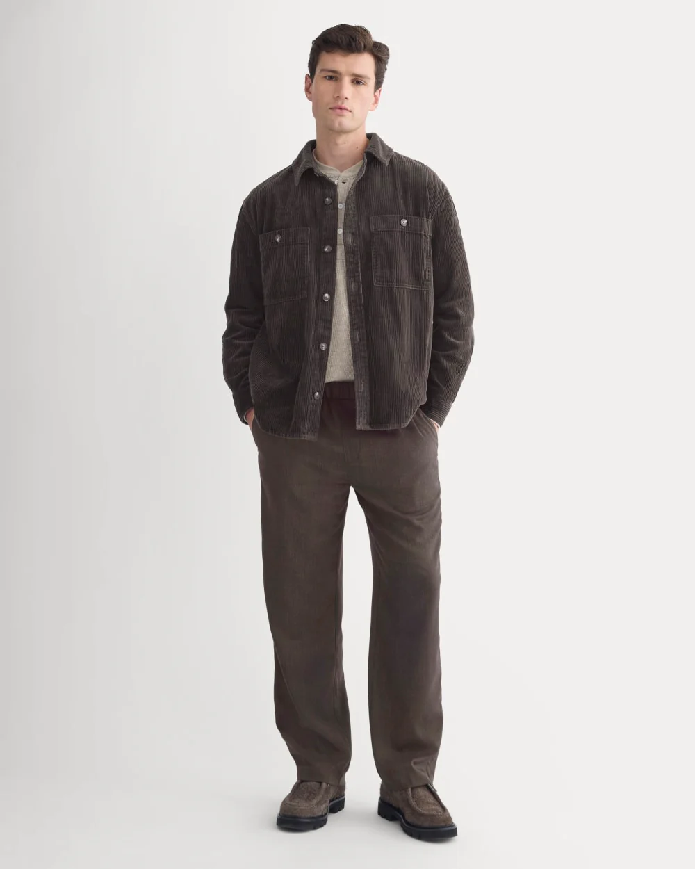 Wide Wale Corduroy Shirt | Dark Chocolate - Image 3