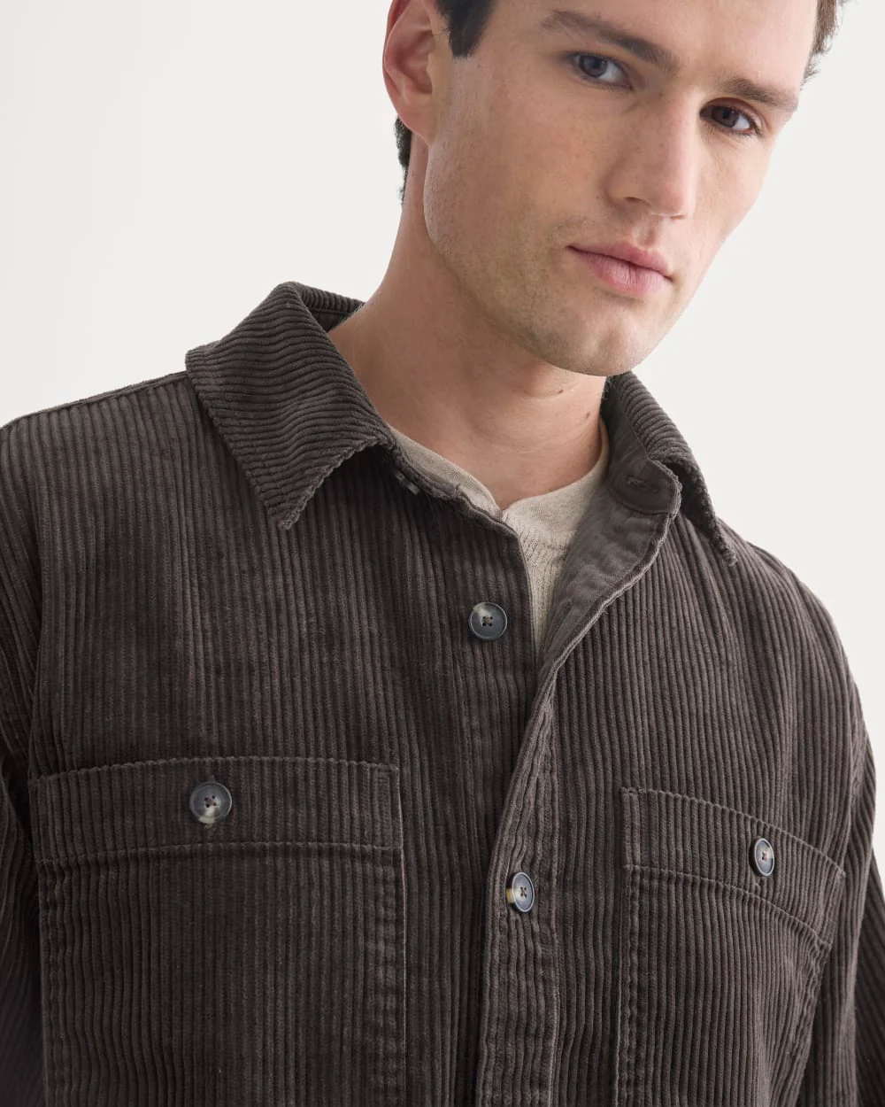 Wide Wale Corduroy Shirt | Dark Chocolate - Image 4
