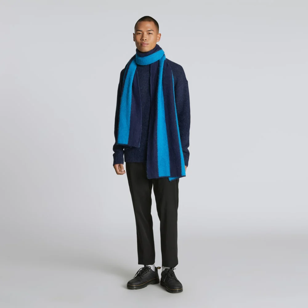 The Alpaca Patterned Scarf | Horizon Blue / Ocean Cavern - Image 5