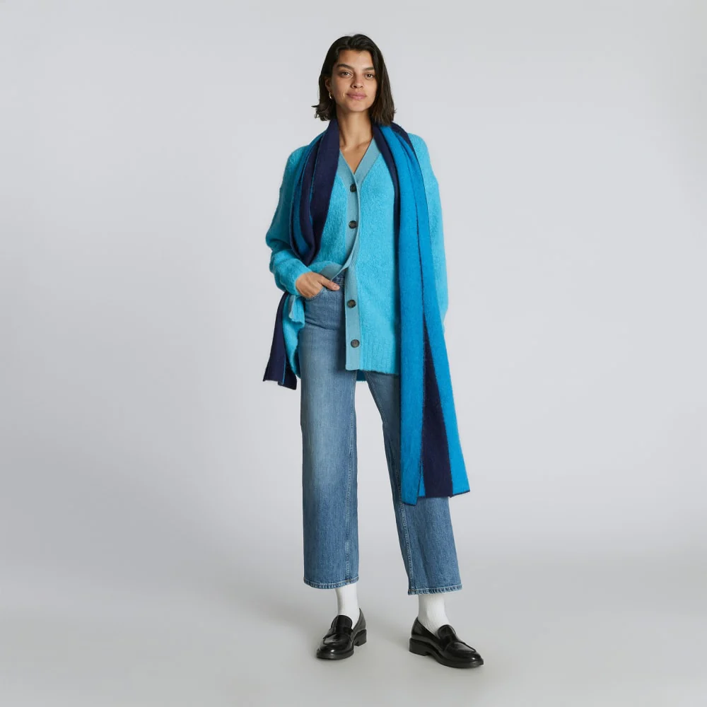 The Alpaca Patterned Scarf | Horizon Blue / Ocean Cavern - Image 6