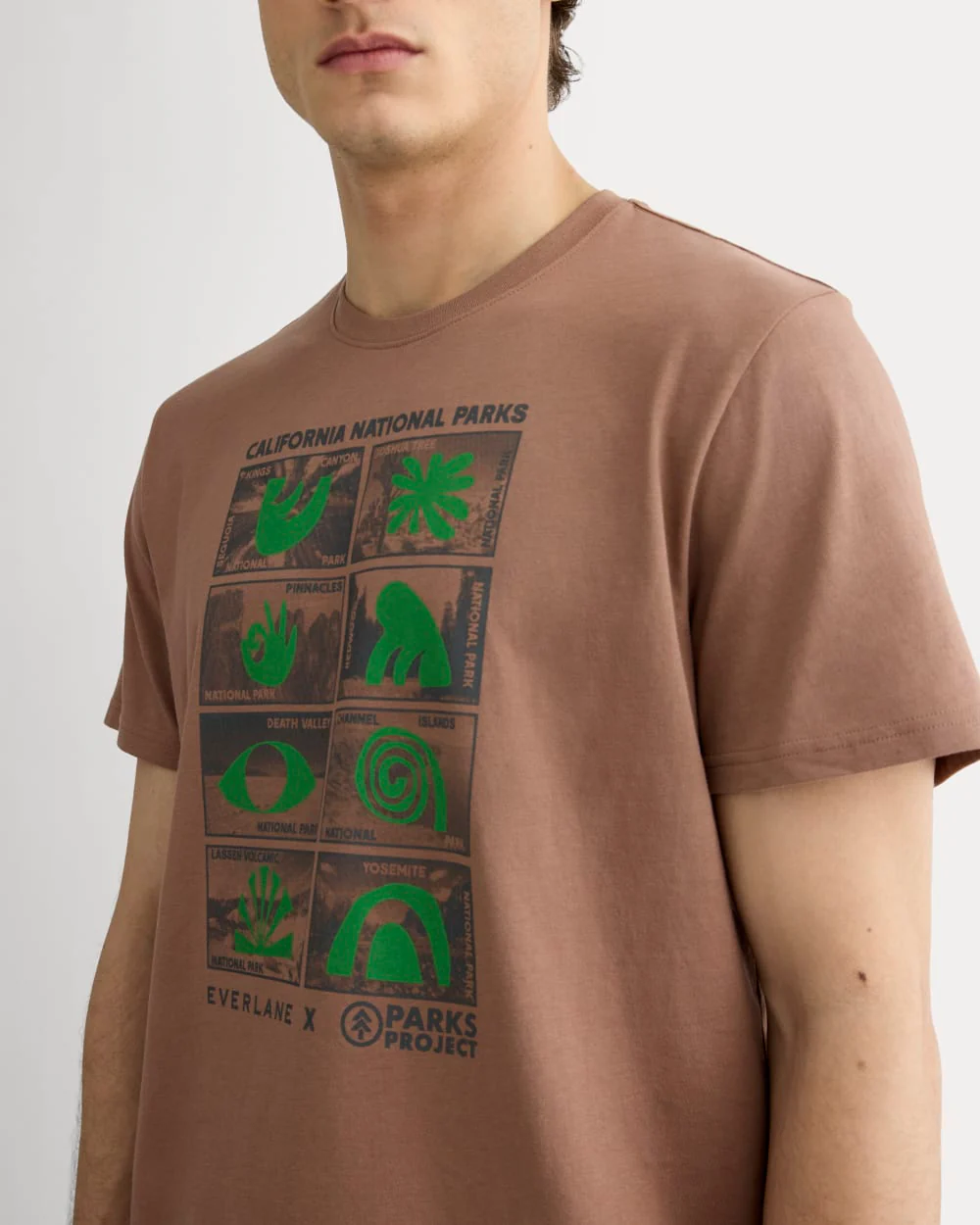 The Everlane x Parks Project Essential Organic Crew | Brown / Green / Forged Iron - Image 4