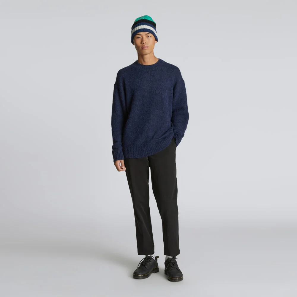 The Cashmere Beanie | Bright Navy Multi Stripe - Image 8