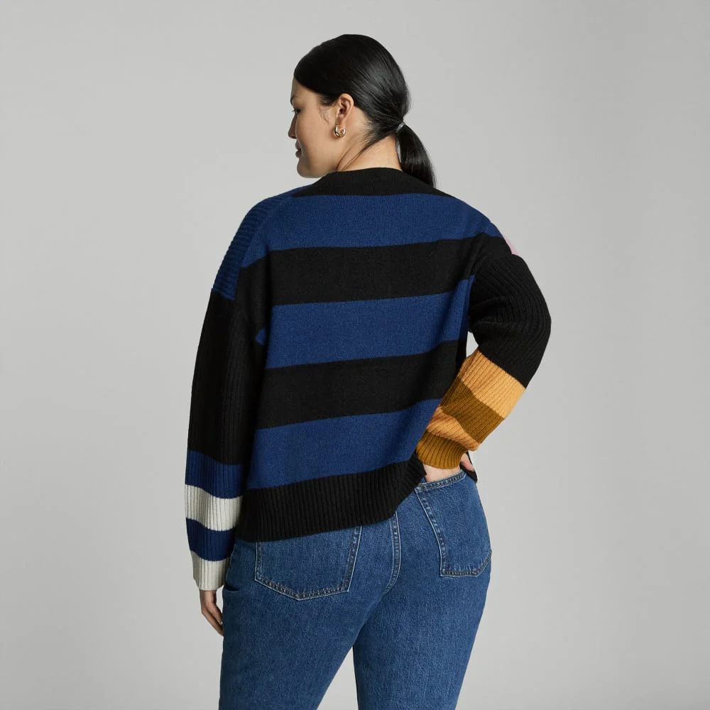The Cashmere Patchwork Sweater | Multi Stripe - Image 3