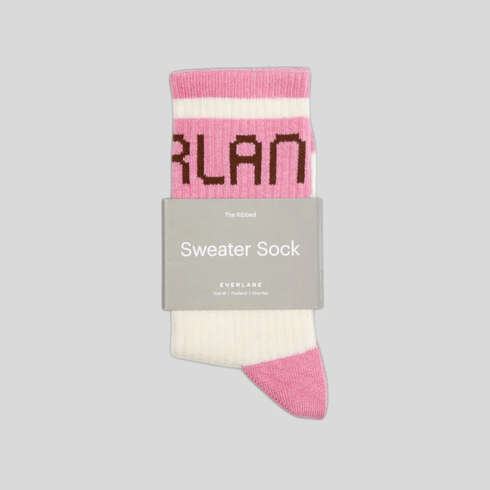 The Ribbed Sweater Sock | Canvas Tan / Fuschia Pink - Image 2