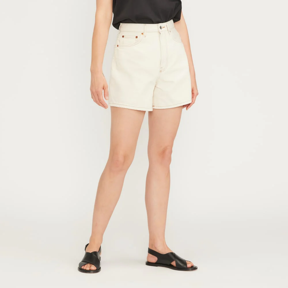 The A-Line Denim Short | Ecru