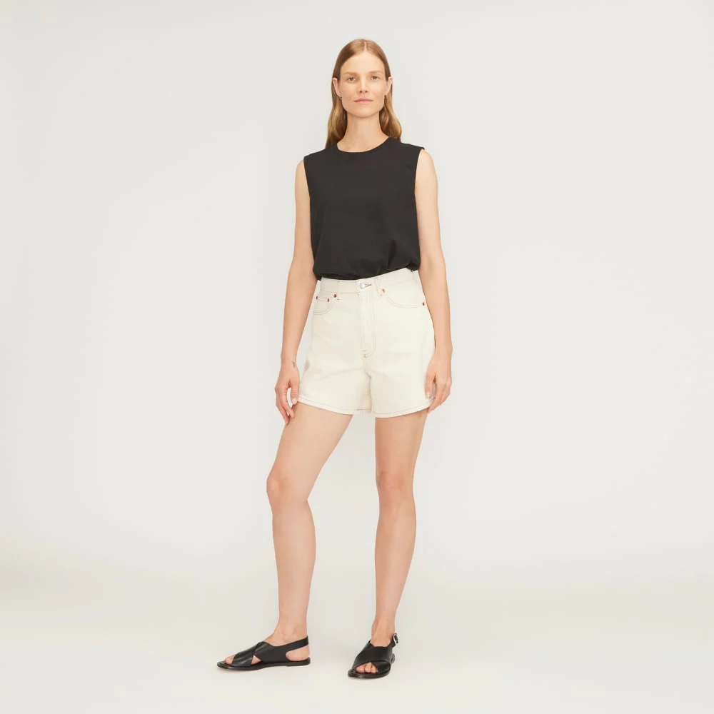 The A-Line Denim Short | Ecru - Image 3