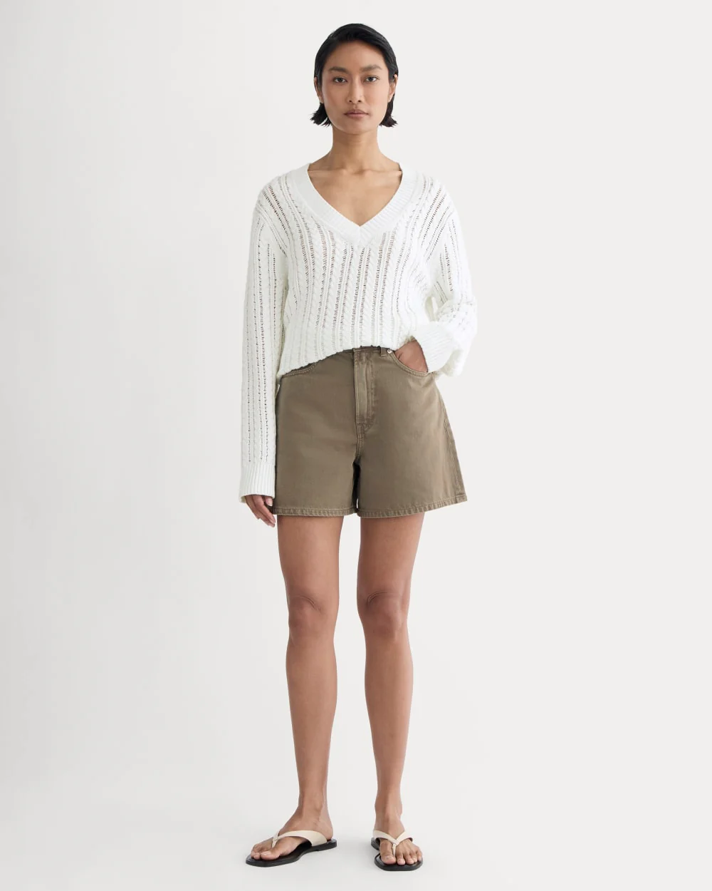 The A-Line Denim Short | Garment-Dyed Chocolate