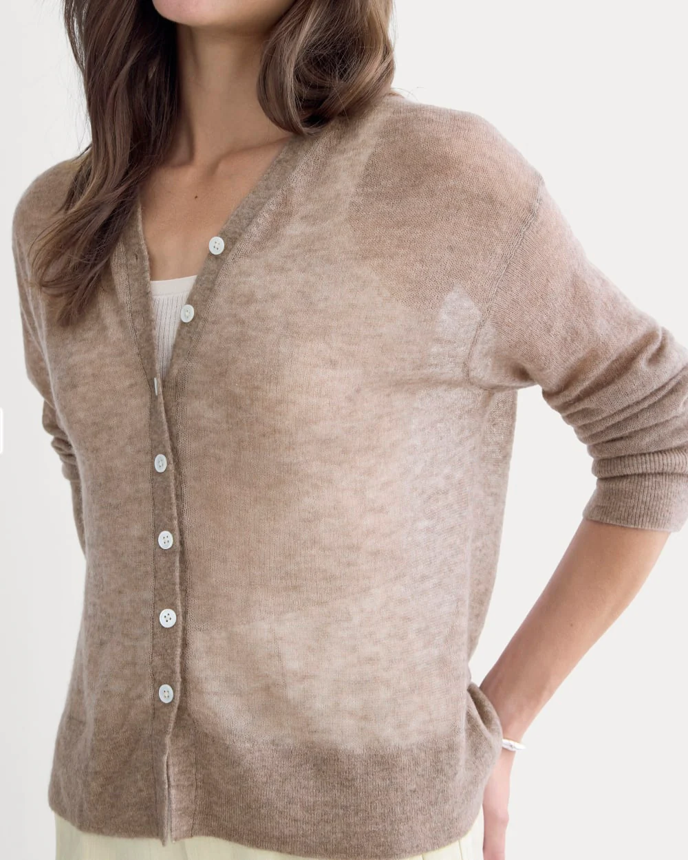 The Air Alpaca ™ High V Cardigan | Heathered Chocolate Chip - Image 4