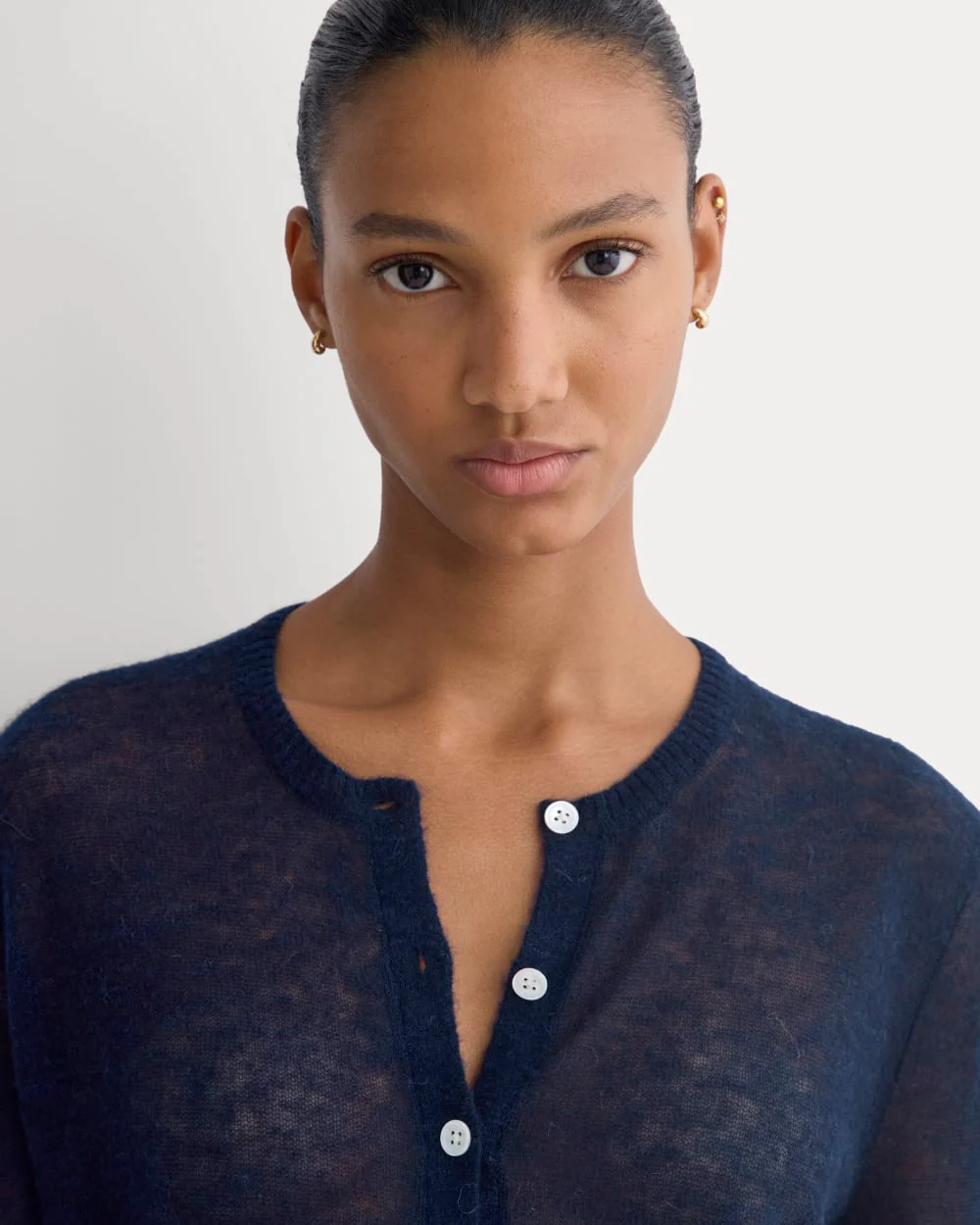 The Air Alpaca™ Short-Sleeve Cardigan | Navy - Image 4