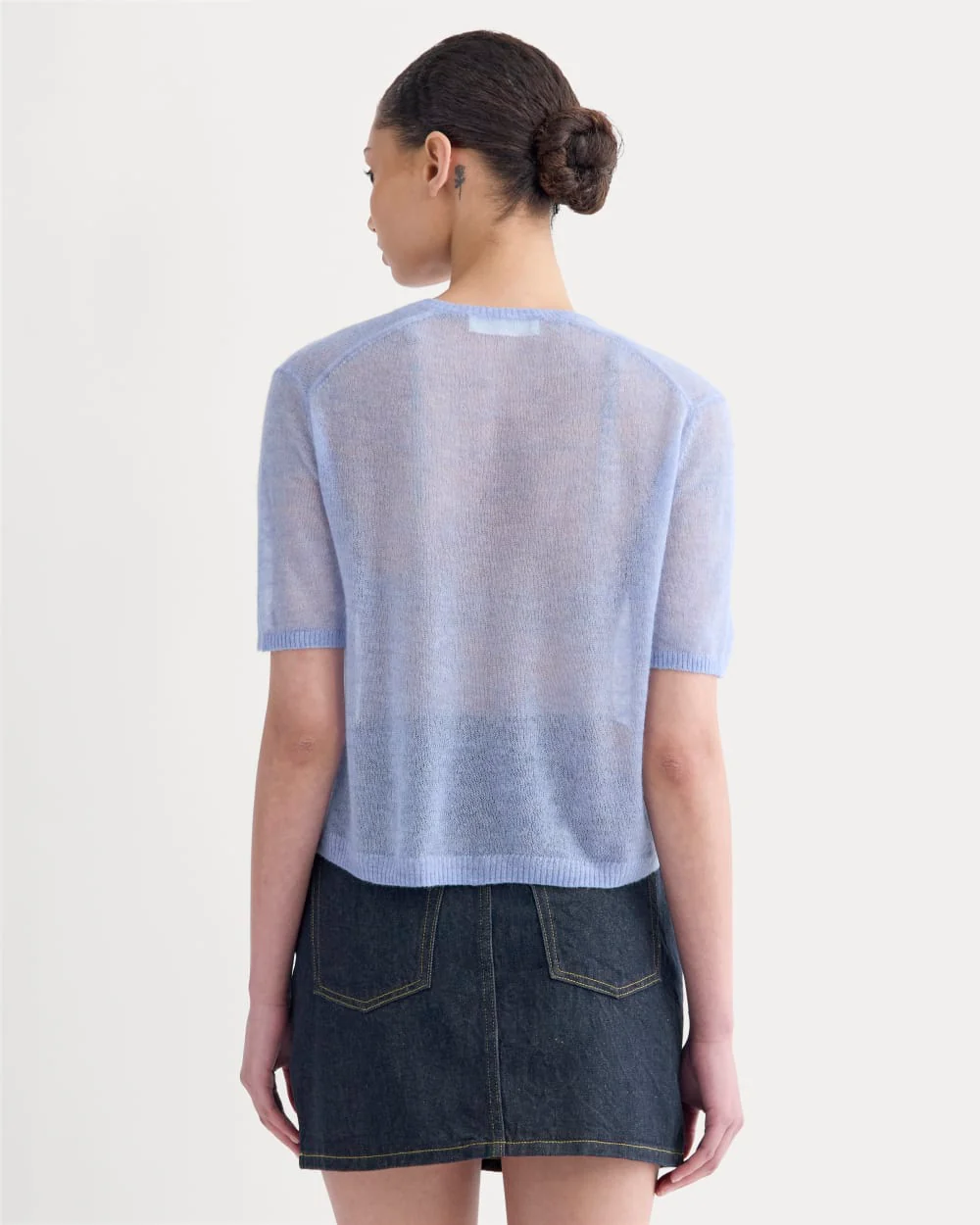 The Air Alpaca™ Short-Sleeve Cardigan | Soft Blue - Image 5