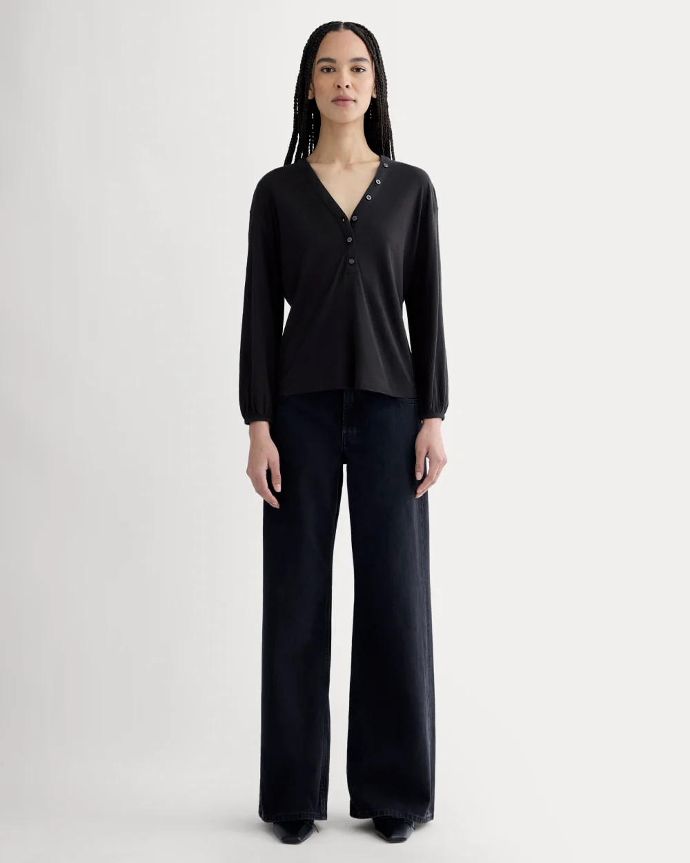 The Air V-Neck Henley | Black - Image 3