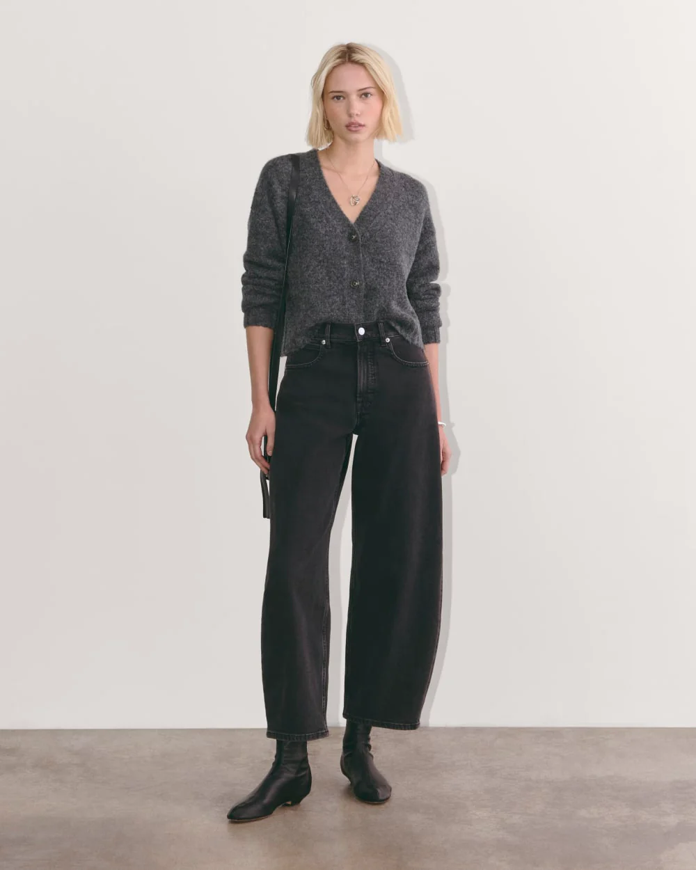 The Boxy Cardigan in Alpaca | Dark Charcoal - Image 3