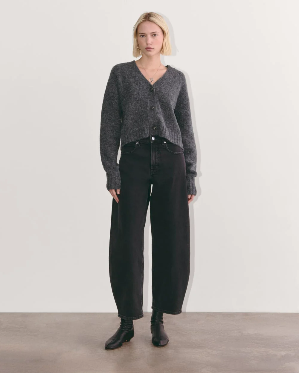 The Boxy Cardigan in Alpaca | Dark Charcoal - Image 7