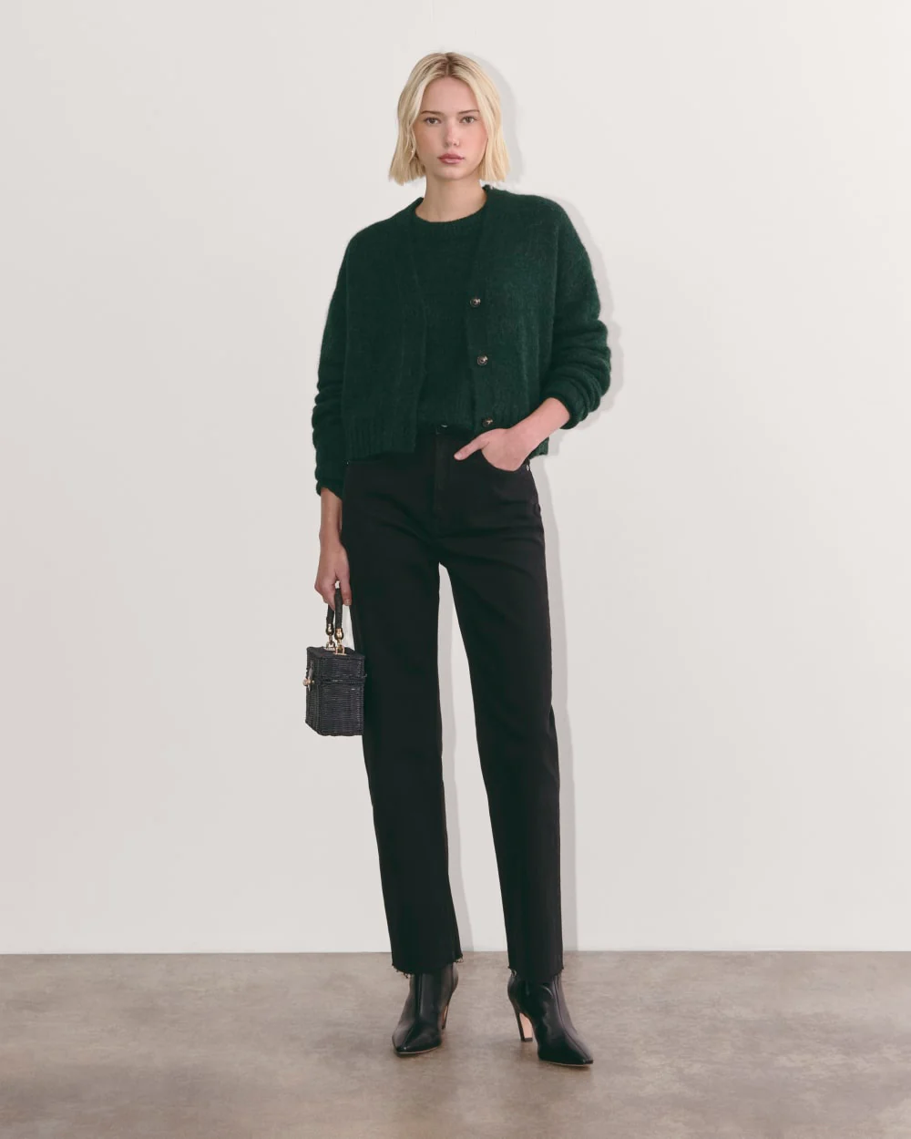 The Boxy Cardigan in Alpaca | Scarab - Image 3