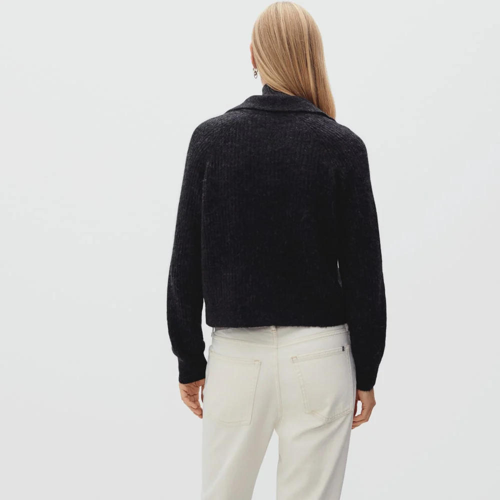 The Alpaca Collared Cardigan | Heathered Black - Image 4