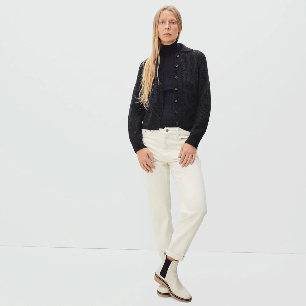 The Alpaca Collared Cardigan | Heathered Black - Image 5