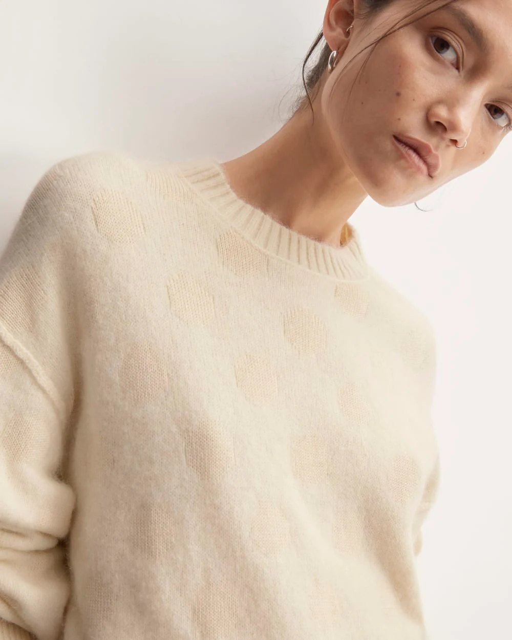 The Alpaca Polka Dot Oversized Crew | Snow / Canvas Polka Dot - Image 4