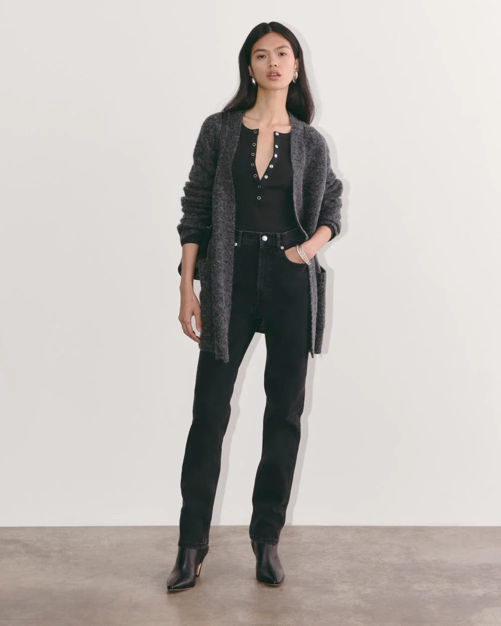 The Robe Cardigan in Alpaca | Dark Charcoal - Image 3