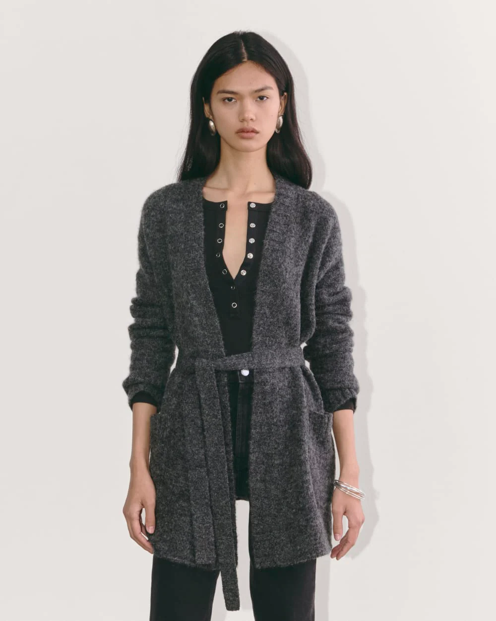 The Robe Cardigan in Alpaca | Dark Charcoal - Image 5