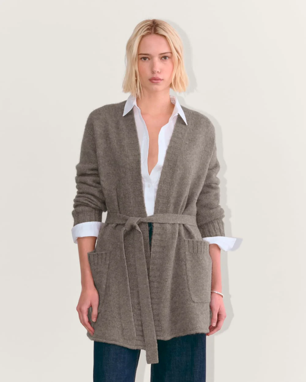 The Robe Cardigan in Alpaca | Taupe Melange