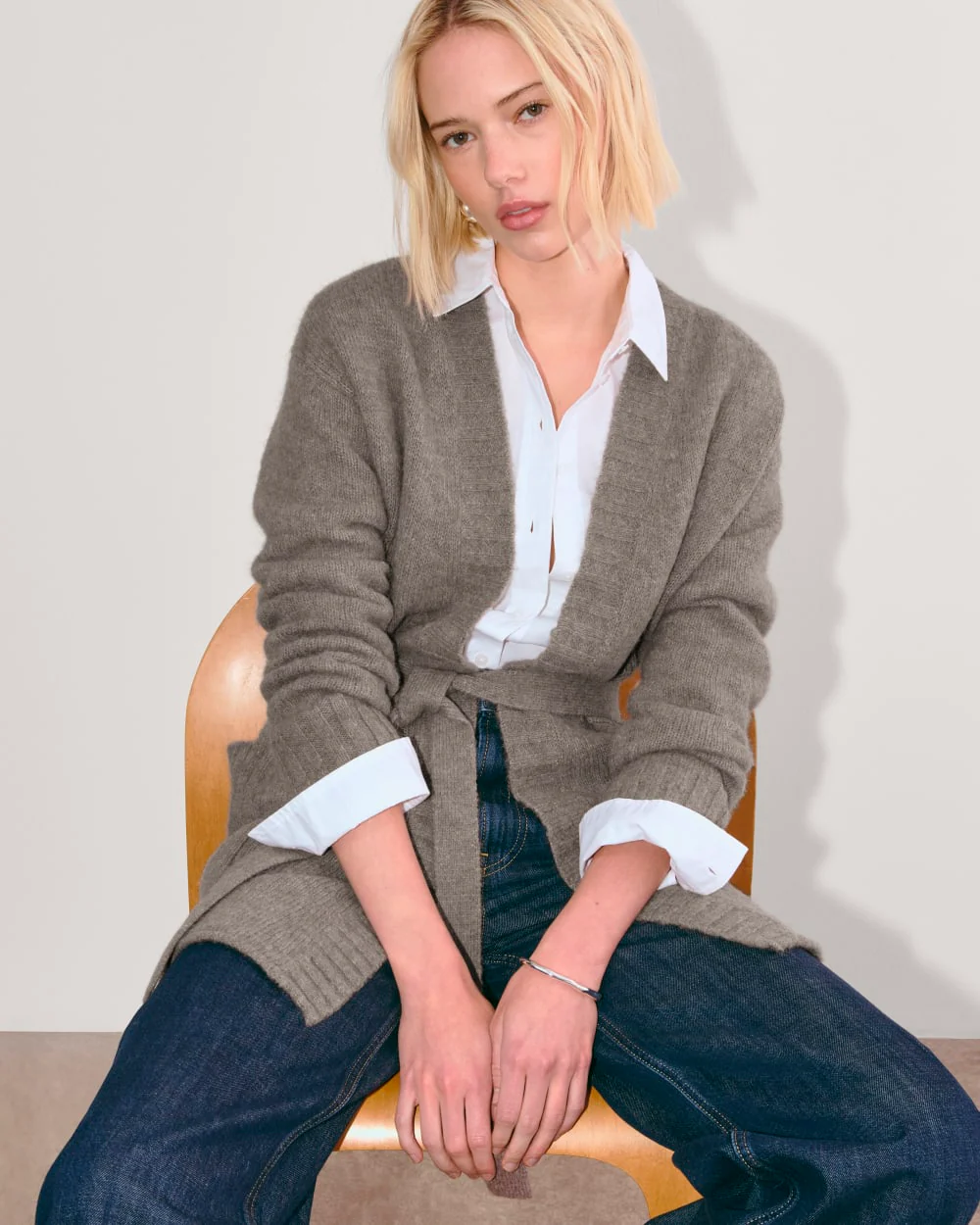 The Robe Cardigan in Alpaca | Taupe Melange - Image 5