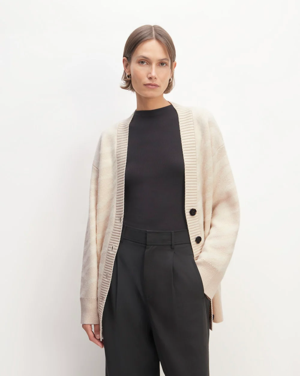 The Alpaca Tiger Jacquard Cardigan | Canvas / Snow