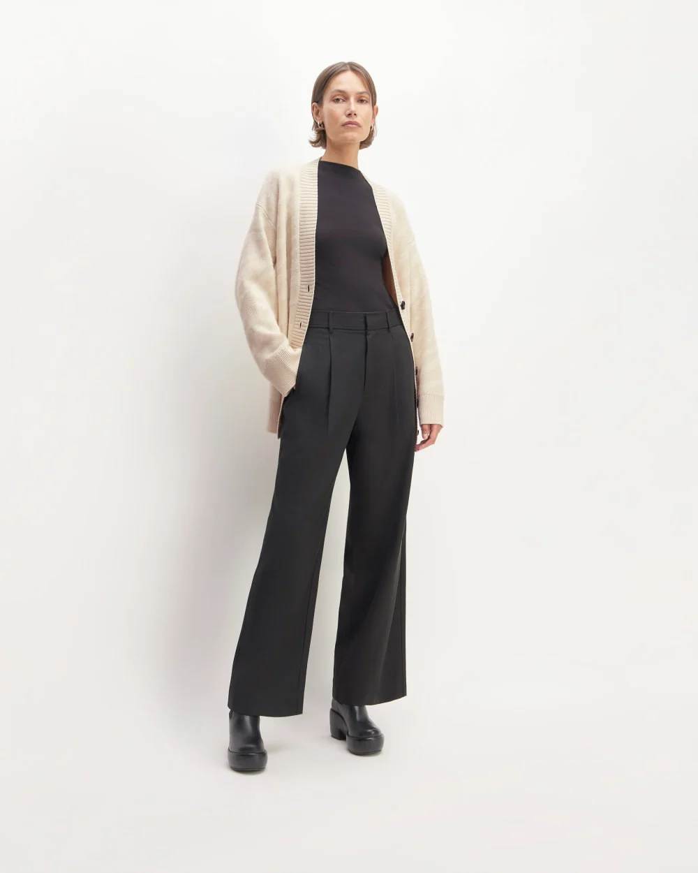 The Alpaca Tiger Jacquard Cardigan | Canvas / Snow - Image 3