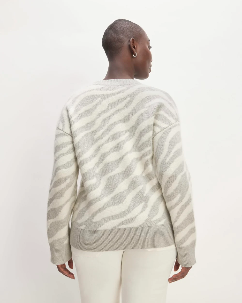 The Alpaca Tiger Jacquard Crewneck | Heathered Grey / Snow - Image 6
