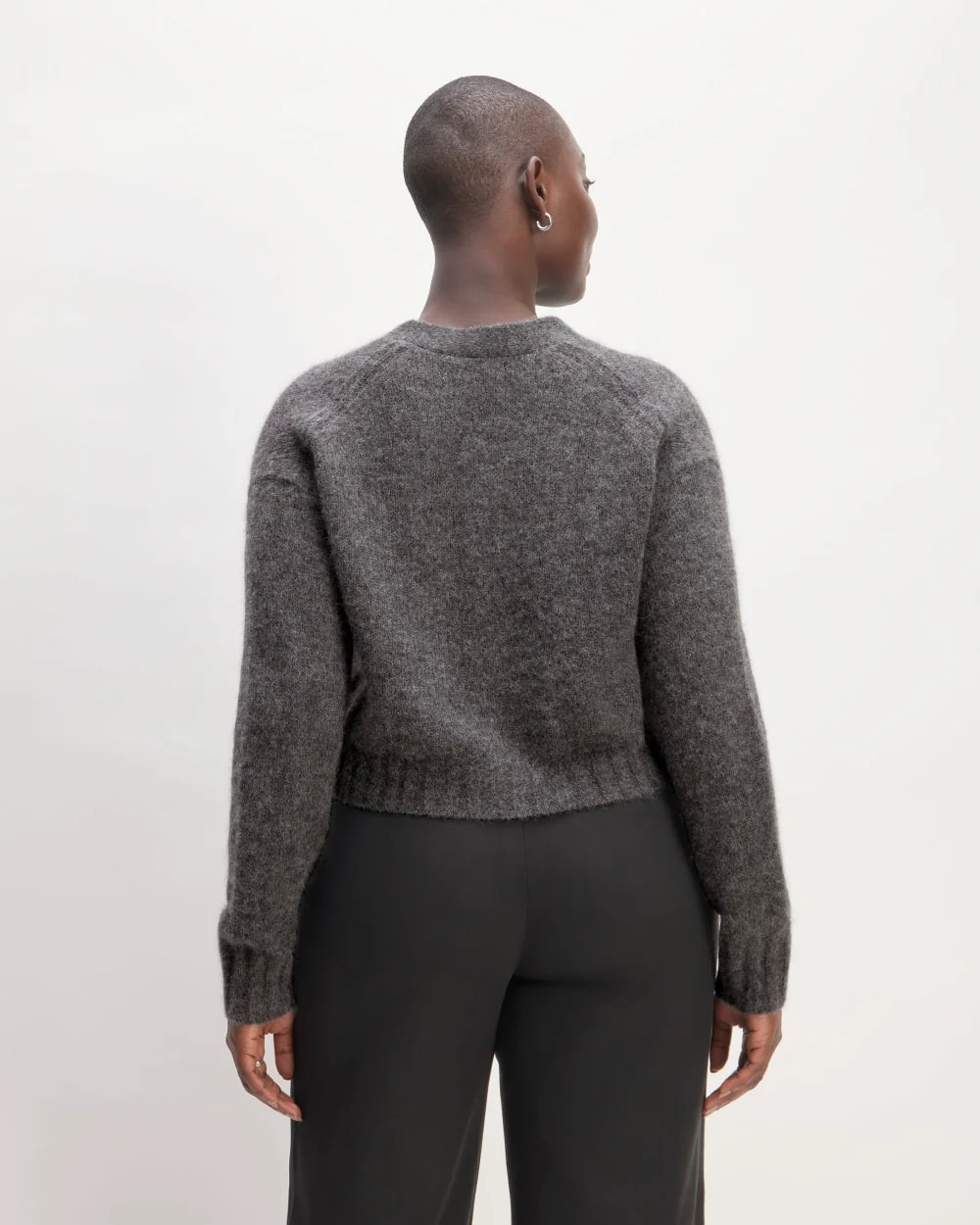 The Alpaca V-Neck Cropped Cardigan | Dark Charcoal - Image 6