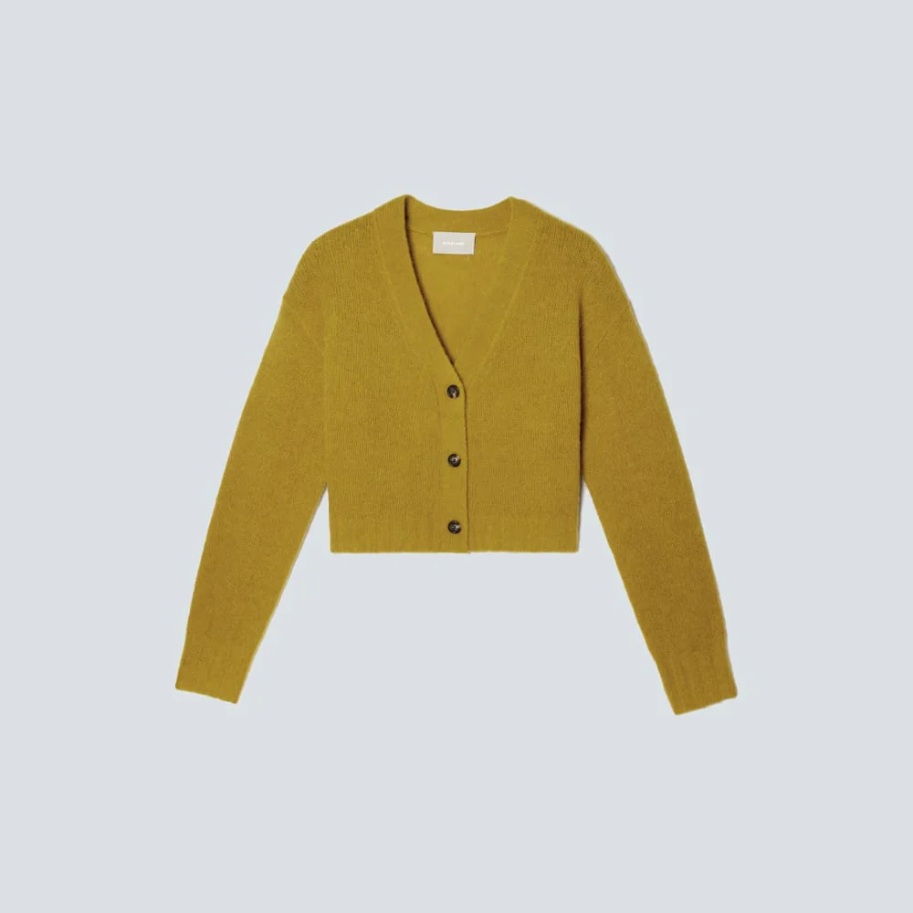 The Alpaca V-Neck Cropped Cardigan | Golden Palm - Image 2