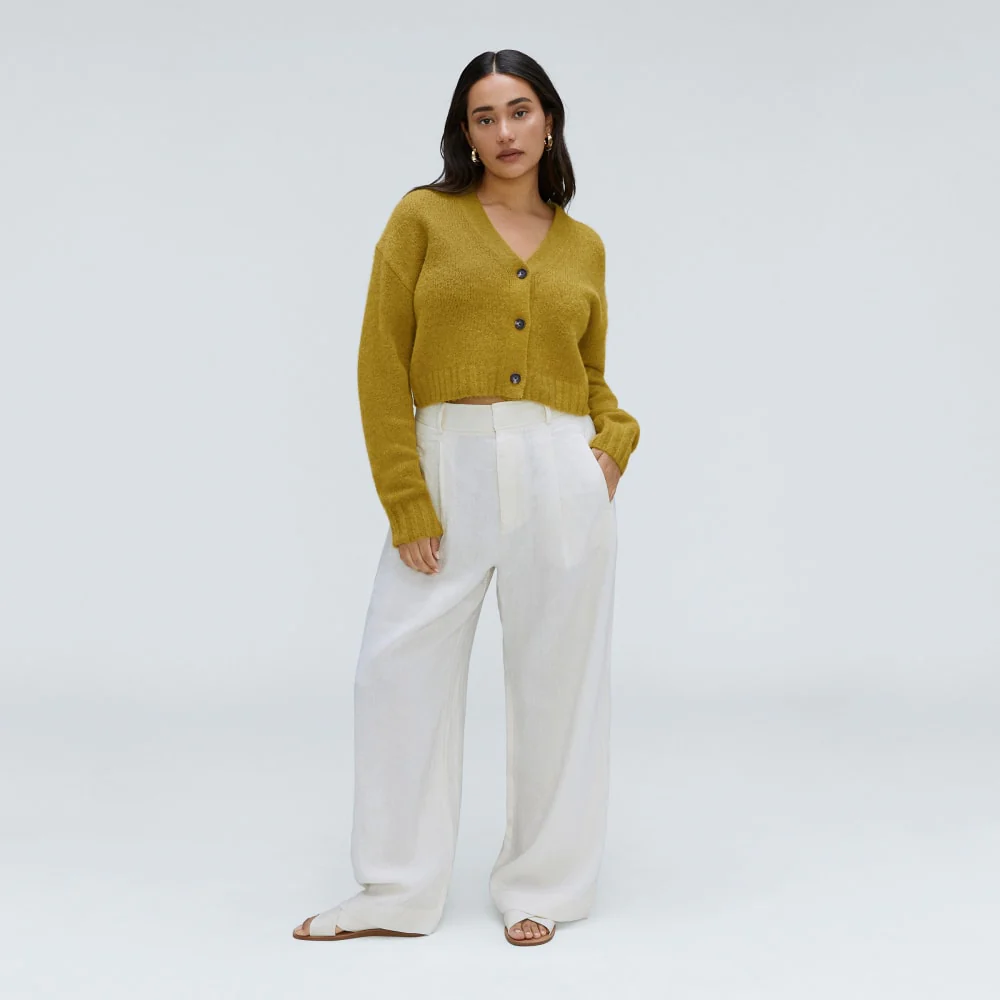The Alpaca V-Neck Cropped Cardigan | Golden Palm - Image 6