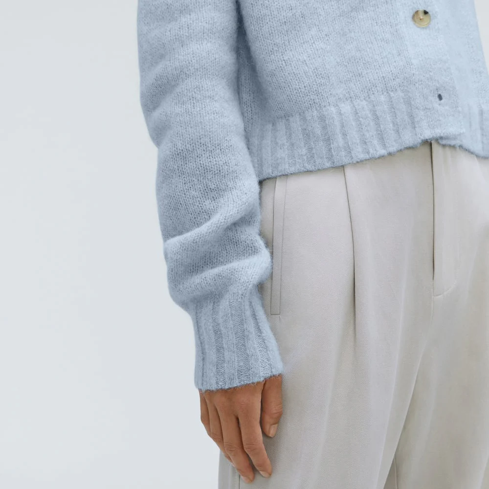 The Alpaca V-Neck Cropped Cardigan | Mist - Image 5