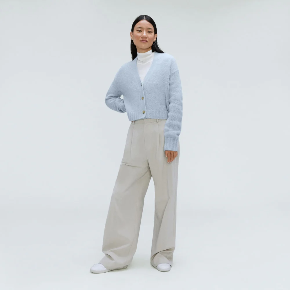 The Alpaca V-Neck Cropped Cardigan | Mist - Image 6