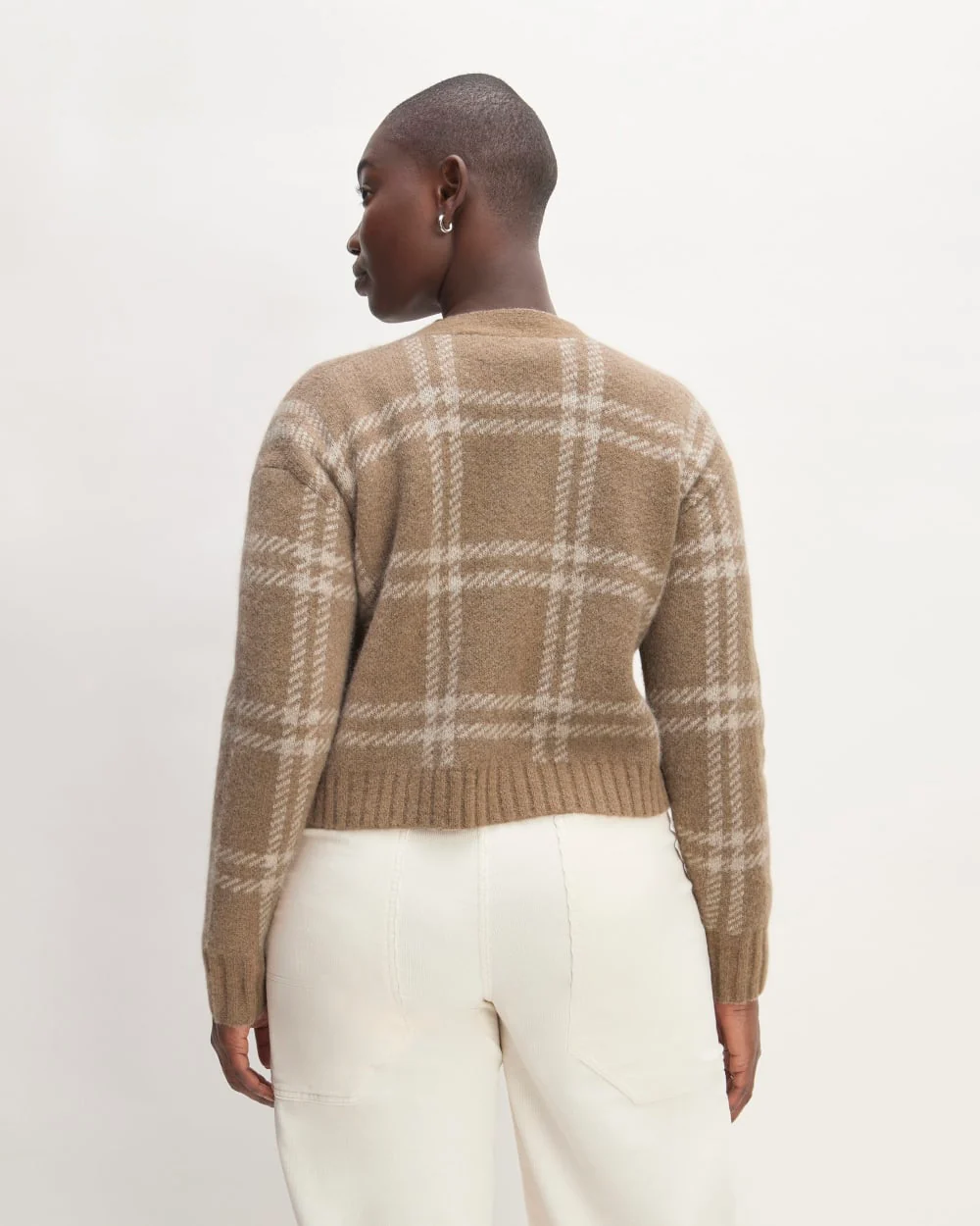 The Alpaca V-Neck Cropped Cardigan | Wheat / Lightest Taupe - Image 6