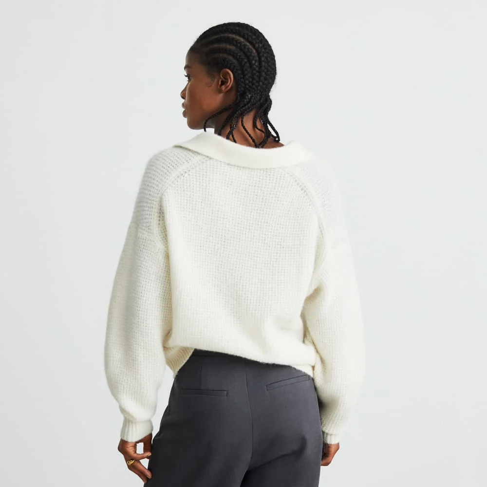 The Alpaca Waffle-Stitch Polo | Snow - Image 4